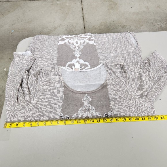 Chicos Womens 3/4 Sleeve Lightweight Beaded Tunic Blouse Size XL Beige Tan - Picture 8 of 11